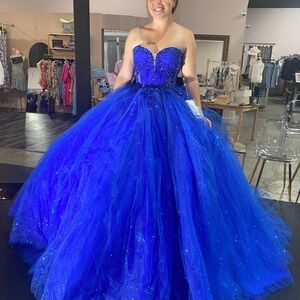 Mori Lee Regal Royal Gown with 3D Floral Appliqués